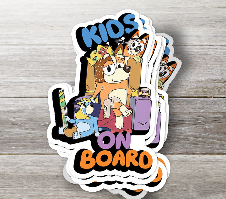 Bluey Family Travel – Kids on Board Car Sticker for Safety