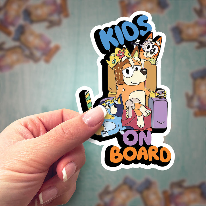 Bluey Family Travel – Kids on Board Car Sticker for Safety