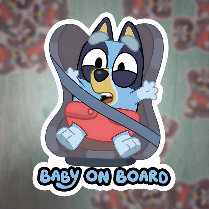 Baby on Board Sticker – Cute Blue Pup Car Seat Decal