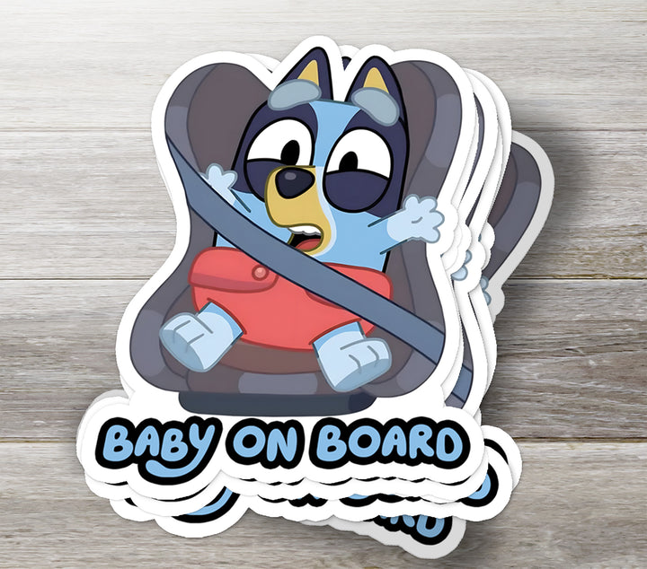 Baby on Board Sticker – Cute Blue Pup Car Seat Decal