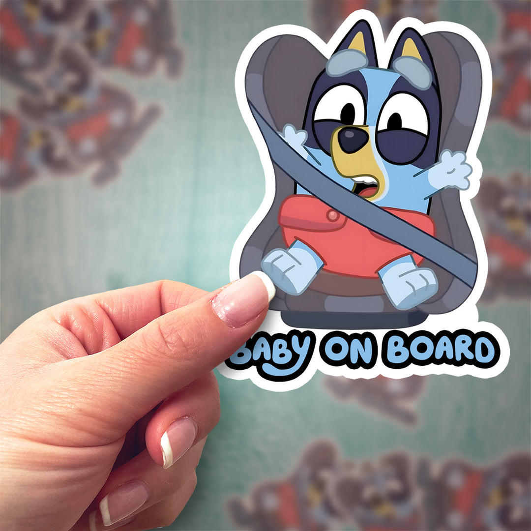 Baby on Board Sticker – Cute Blue Pup Car Seat Decal
