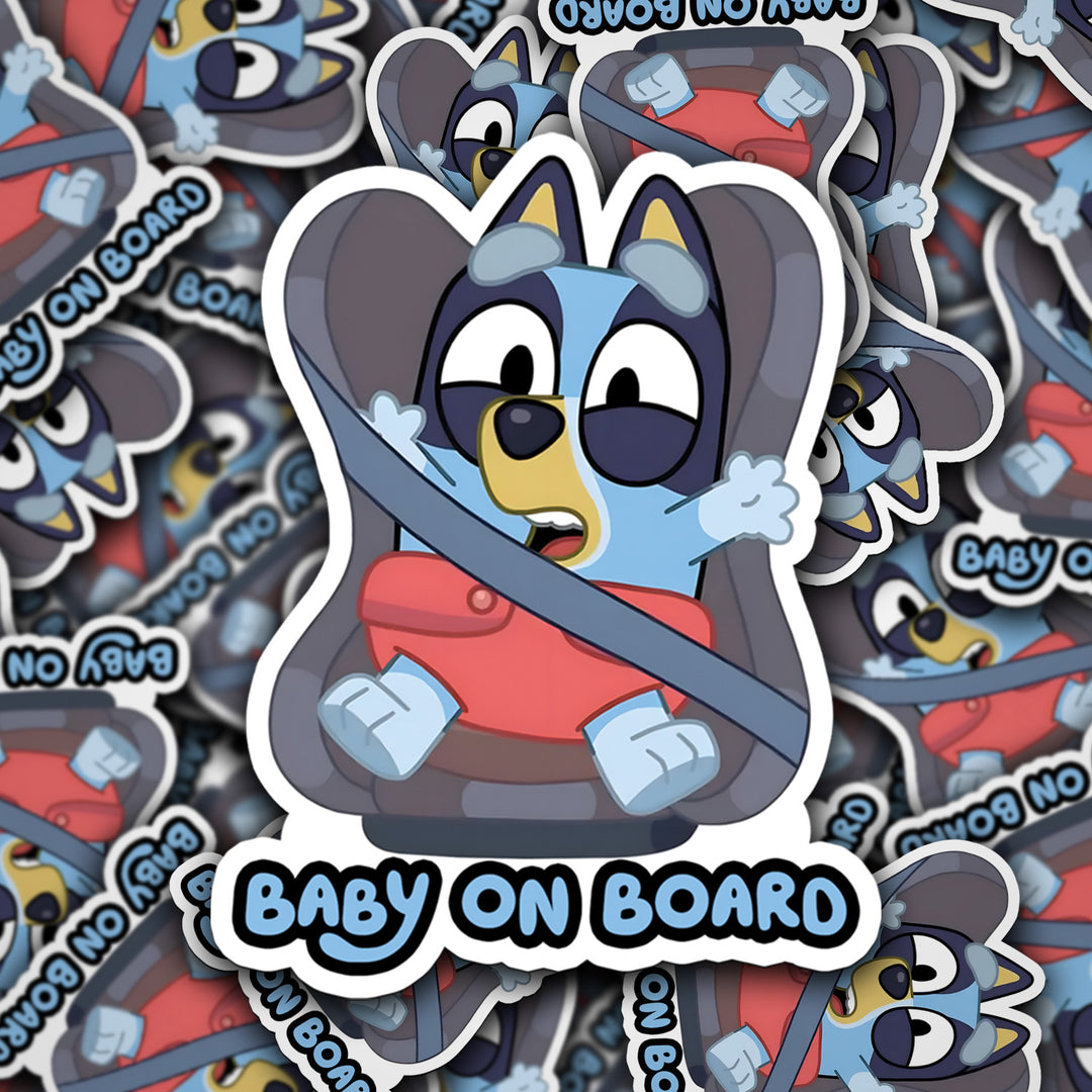 Baby on Board Sticker – Cute Blue Pup Car Seat Decal
