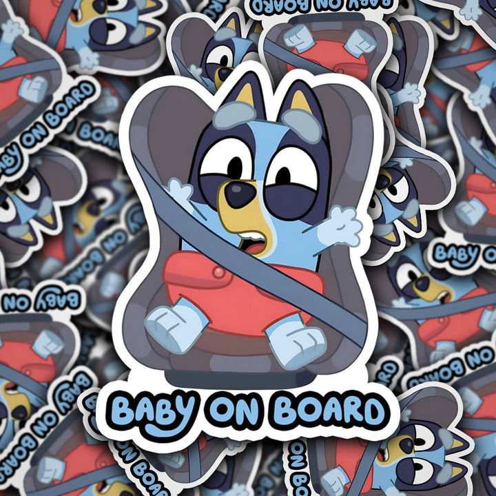 Baby on Board Sticker – Cute Blue Pup Car Seat Decal