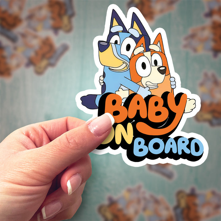 Bluey & Bingo Hugging – Baby on Board Sticker for Car Safety