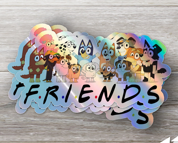 Waterproof Holographic "Bluey and Friends" Sticker