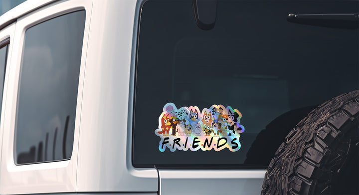 Waterproof Holographic "Bluey and Friends" Sticker