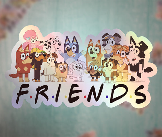 Waterproof Holographic "Bluey and Friends" Sticker