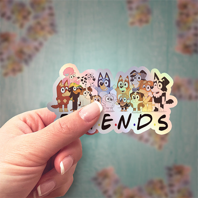 Waterproof Holographic "Bluey and Friends" Sticker