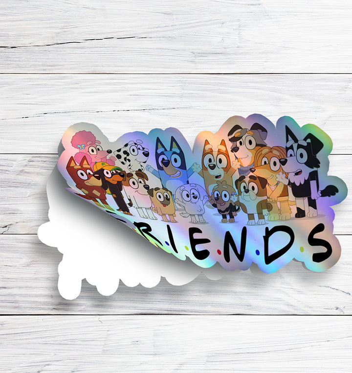 Waterproof Holographic "Bluey and Friends" Sticker