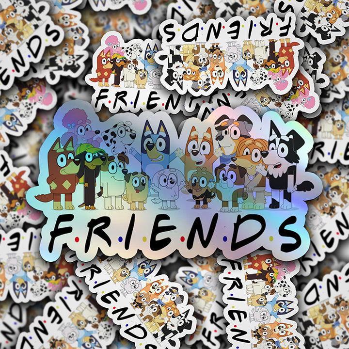 Waterproof Holographic "Bluey and Friends" Sticker