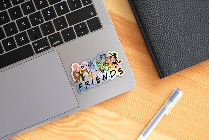 Waterproof Holographic "Bluey and Friends" Sticker