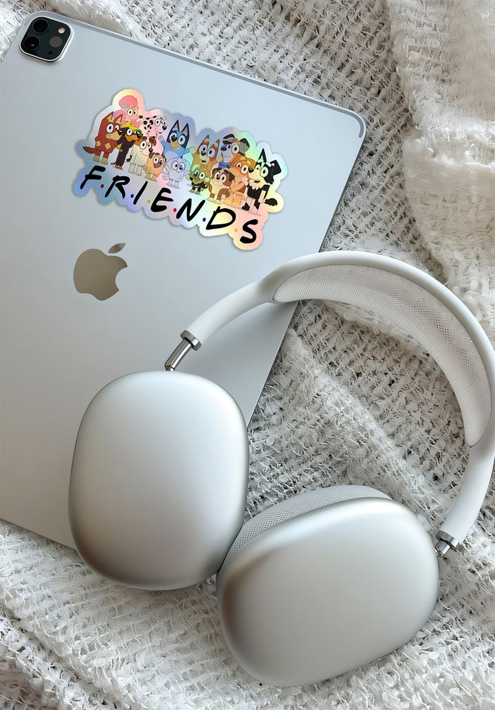 Waterproof Holographic "Bluey and Friends" Sticker