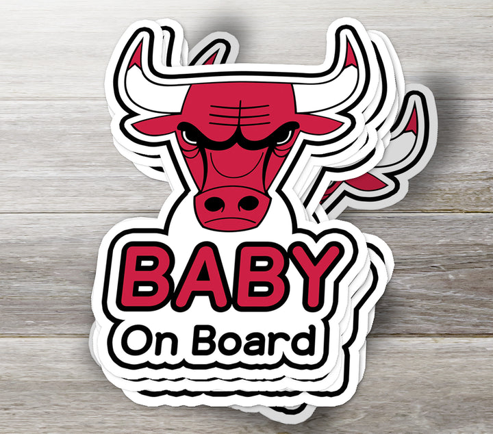 Chicago Bulls ‘Baby on Board’ Sticker – NBA Basketball Fan Car Decal