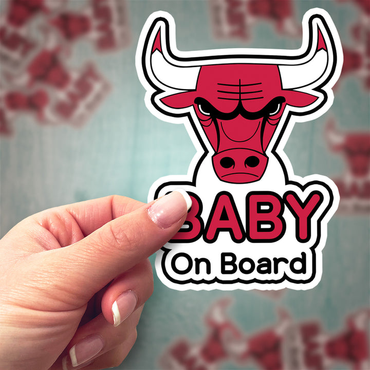 Chicago Bulls ‘Baby on Board’ Sticker – NBA Basketball Fan Car Decal