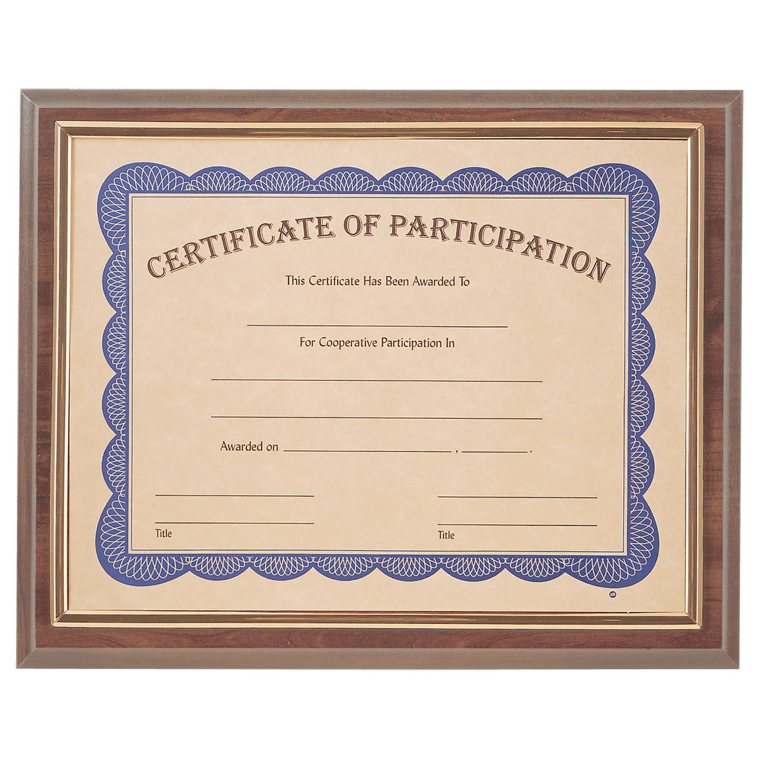 13" x 10 1/2" Cherry Finish Slide-in Plaque w/ 8 1/2" x 11" Frame