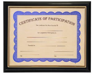 13" x 10 1/2" High Gloss Black Finish Slide-in Plaque w/ 8 1/2" x 11" Frame