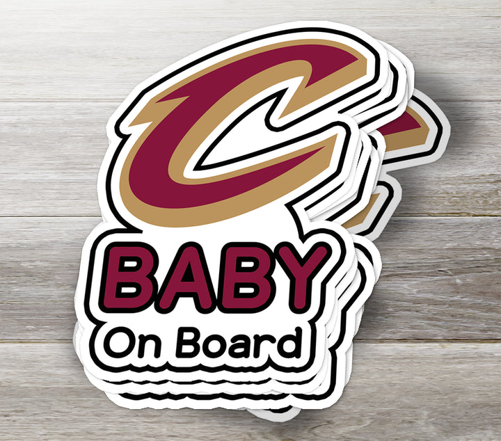 Cleveland Cavaliers ‘Baby on Board’ Sticker – NBA Basketball Fan Car Decal