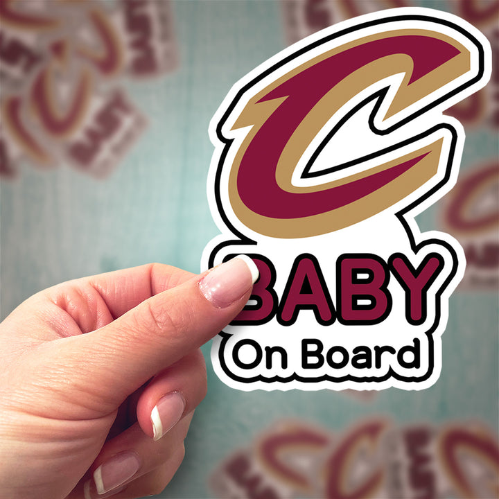 Cleveland Cavaliers ‘Baby on Board’ Sticker – NBA Basketball Fan Car Decal