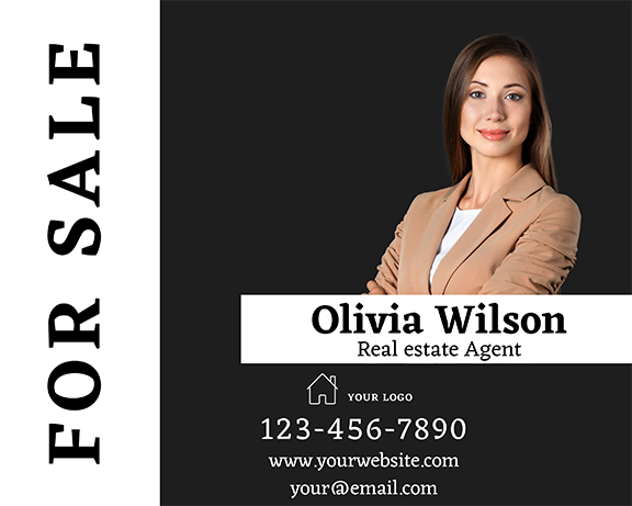 Classic Black & White Real Estate Sign – Customizable, Durable PVC & Aluminum Options