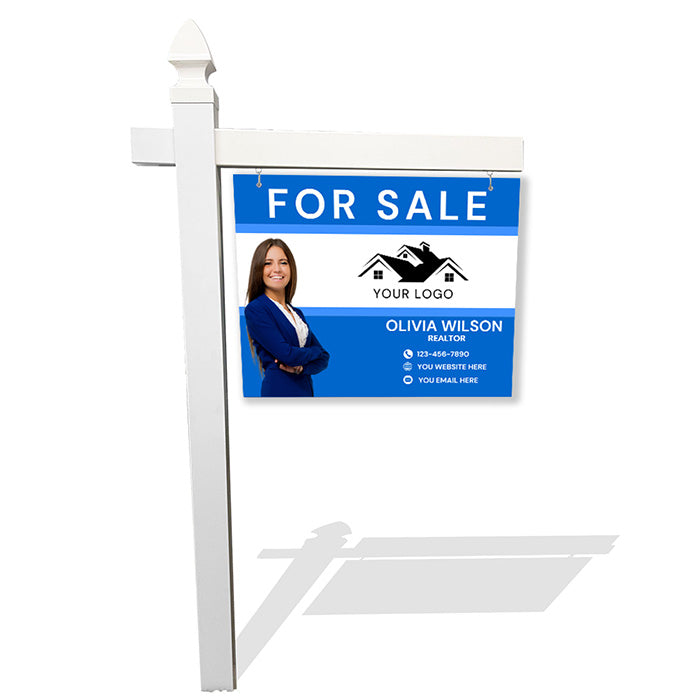 Custom Blue Real Estate For Sale Sign – Personalized Agent Info + Logo