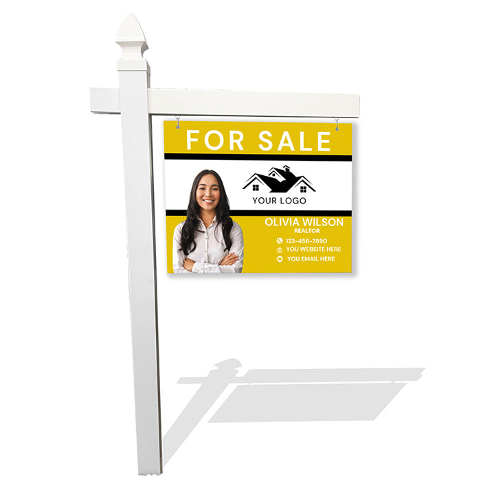 High-Visibility Yellow Real Estate Sign – Personalized with Photo, Logo & Contact Info