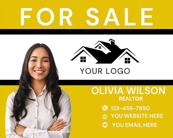 High-Visibility Yellow Real Estate Sign – Personalized with Photo, Logo & Contact Info