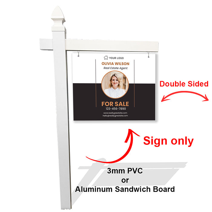 Earth Tone Real Estate Sign with Circular Agent Photo