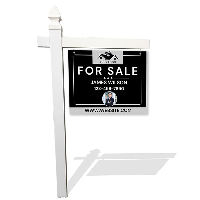 Framed Gray & Black Real Estate Sign – Custom Agent Photo, Contact & Website
