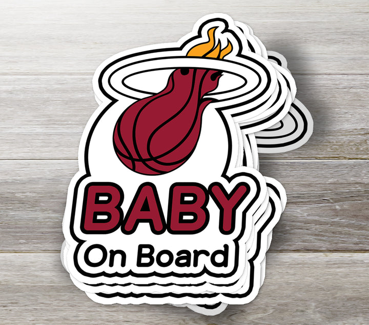 Miami Heat ‘Baby on Board’ Sticker – Bold & Fiery NBA Car Decal