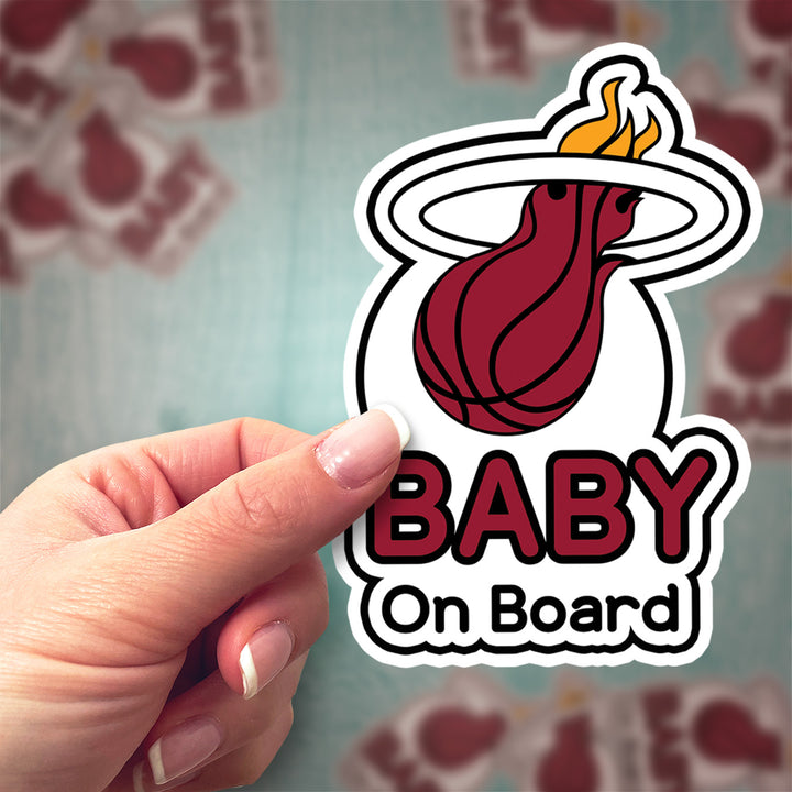 Miami Heat ‘Baby on Board’ Sticker – Bold & Fiery NBA Car Decal