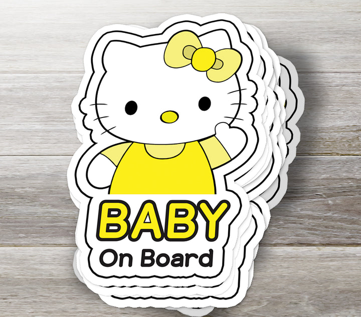 Hello Kitty ‘Baby on Board’ Sticker – Cute Yellow Kawaii Decal