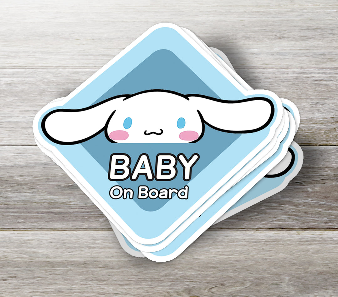 Cinnamoroll ‘Baby on Board’ Sticker – Cute Sanrio Blue Puppy Car Decal