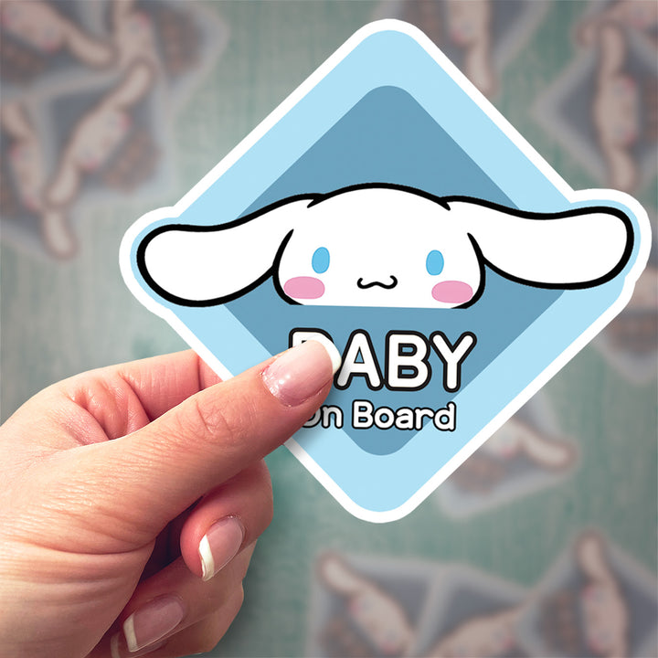Cinnamoroll ‘Baby on Board’ Sticker – Cute Sanrio Blue Puppy Car Decal