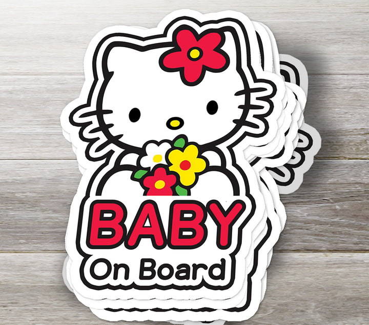 Hello Kitty ‘Baby on Board’ Sticker – Cute Floral Kawaii Car Decal