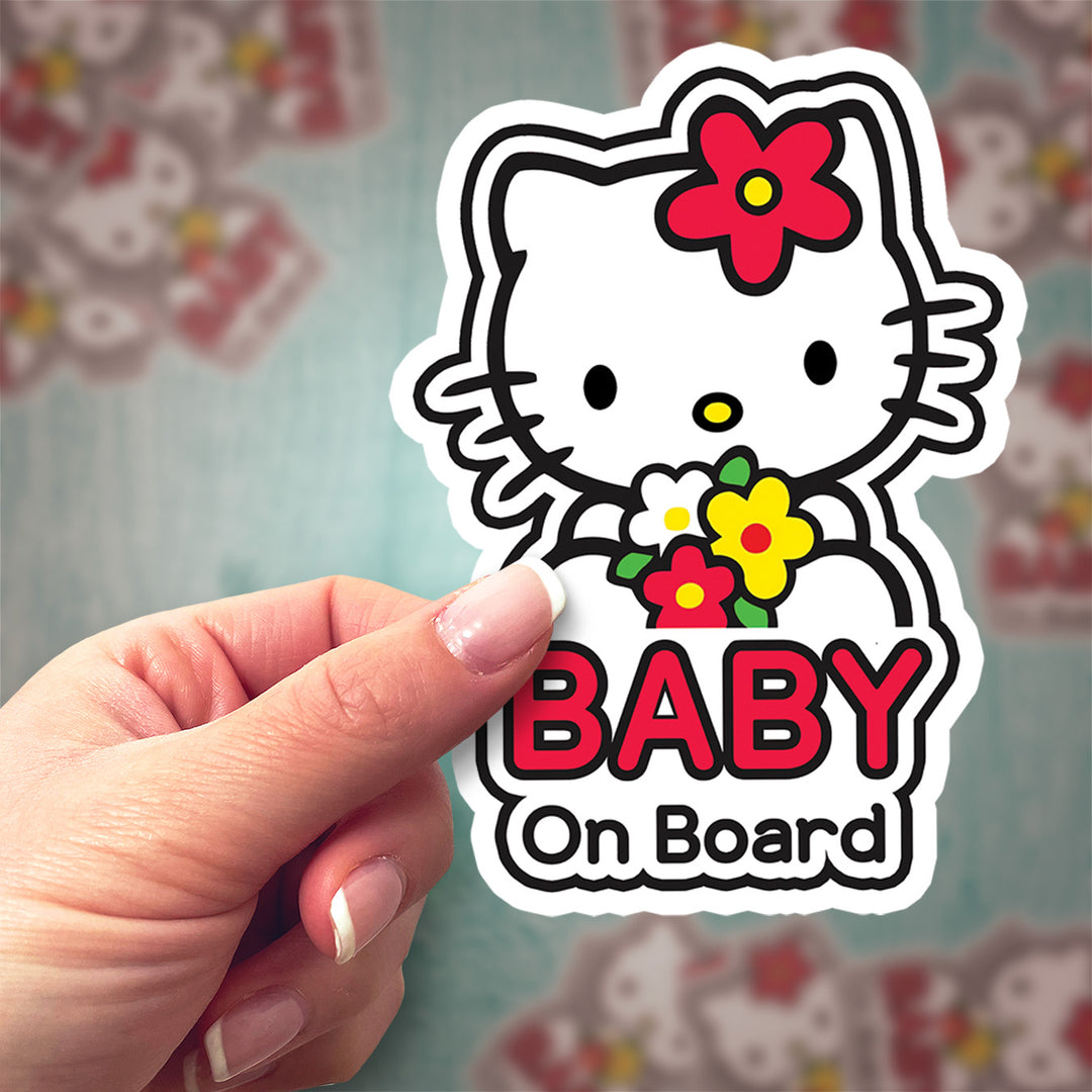 Hello Kitty ‘Baby on Board’ Sticker – Cute Floral Kawaii Car Decal
