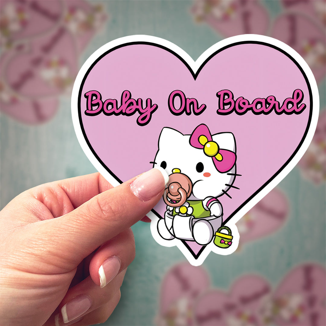 Hello Kitty ‘Baby on Board’ Sticker – Adorable Heart Car Decal