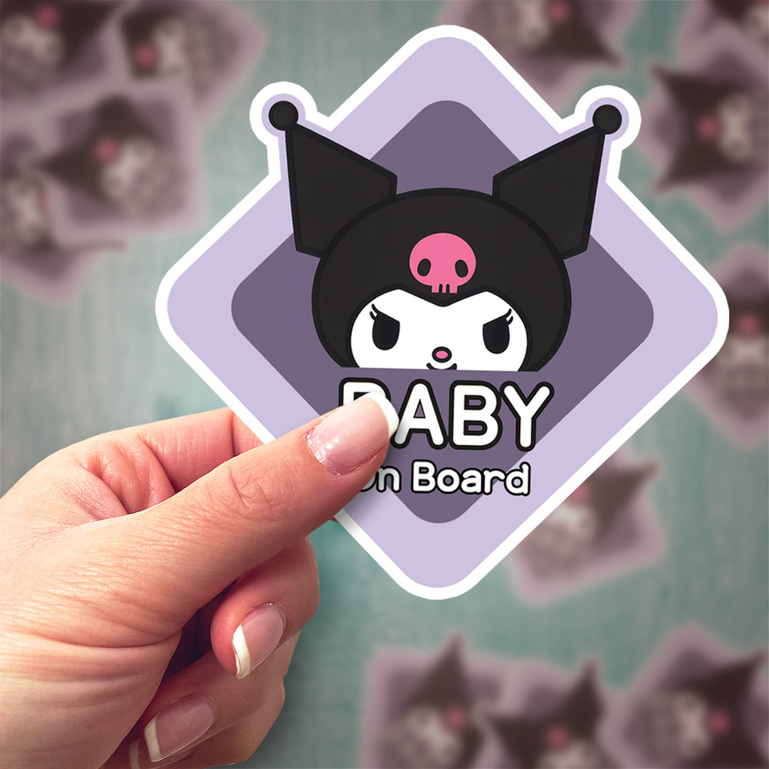 Kuromi ‘Baby on Board’ Sticker – Cute Sanrio Car Decal