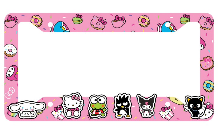 Cute Hello Kitty License Plate Frame – Sanrio Characters & Pink Dessert Design