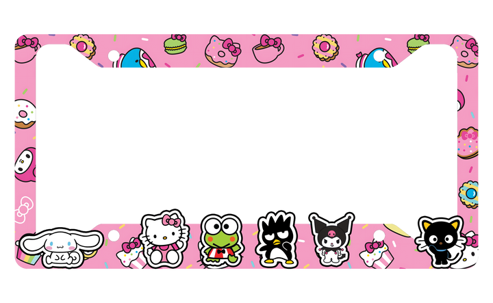 Cute Hello Kitty License Plate Frame – Sanrio Characters & Pink Dessert Design