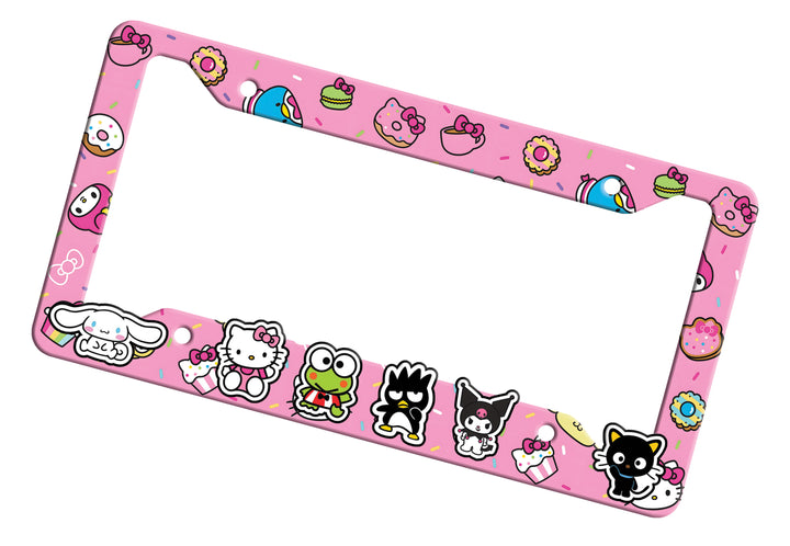 Cute Hello Kitty License Plate Frame – Sanrio Characters & Pink Dessert Design