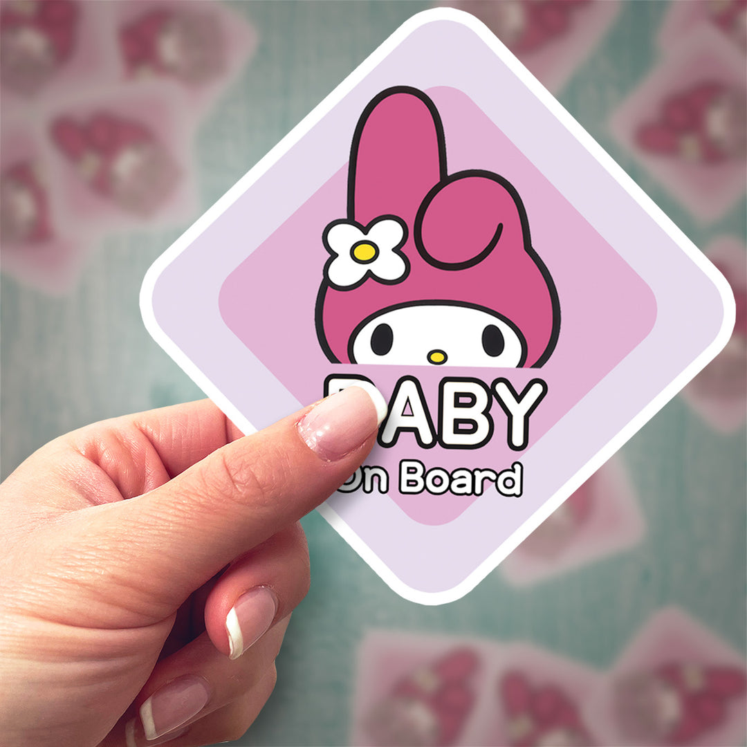 My Melody ‘Baby on Board’ Sticker – Cute Sanrio Car Decal