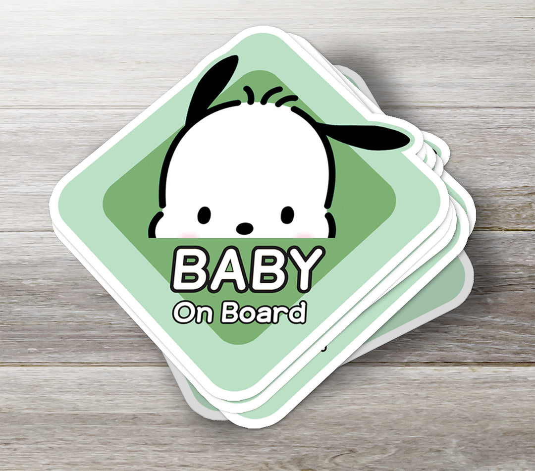 Pochacco ‘Baby on Board’ Sticker – Cute Sanrio Puppy Car Decal