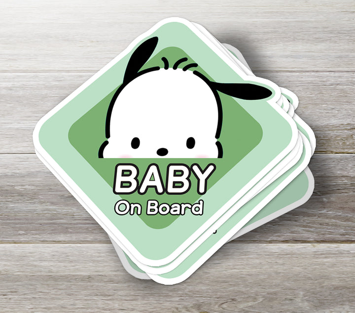Pochacco ‘Baby on Board’ Sticker – Cute Sanrio Puppy Car Decal