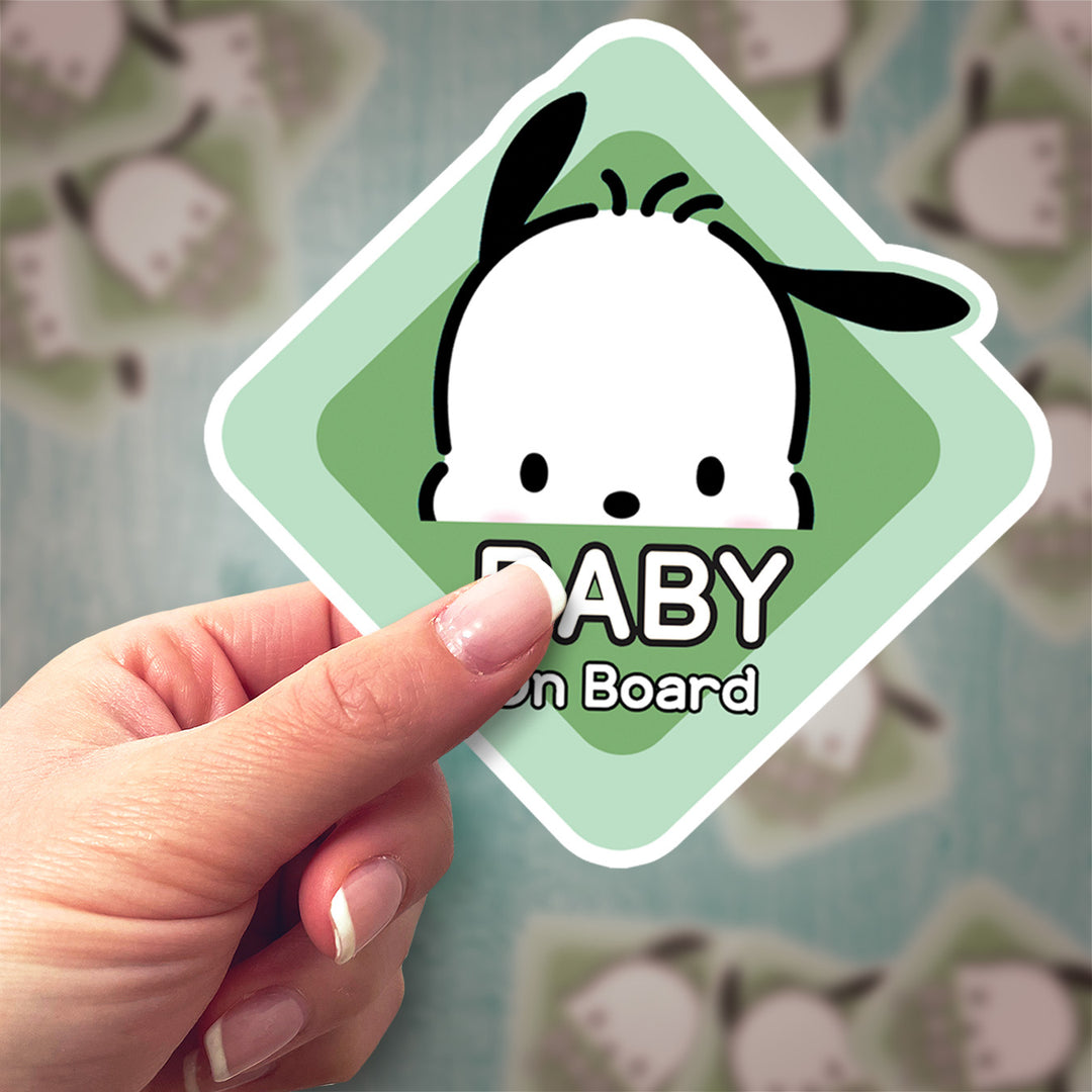 Pochacco ‘Baby on Board’ Sticker – Cute Sanrio Puppy Car Decal