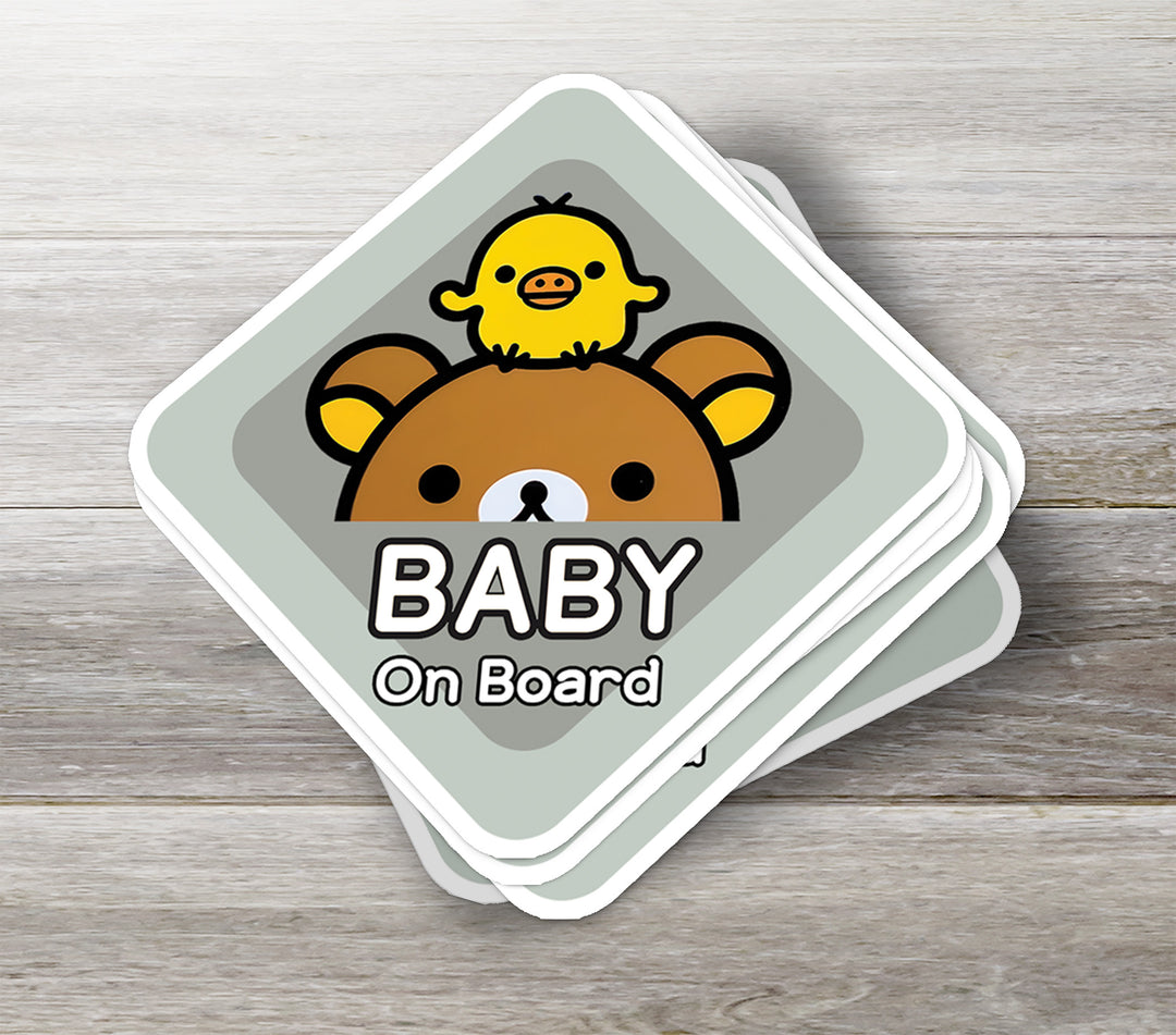 Rilakkuma ‘Baby on Board’ Sticker – Cute Relaxed Bear Car Decal