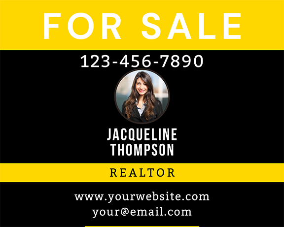 High-Visibility Yellow & Black Real Estate Sign – Customizable, Durable PVC & Aluminum Options