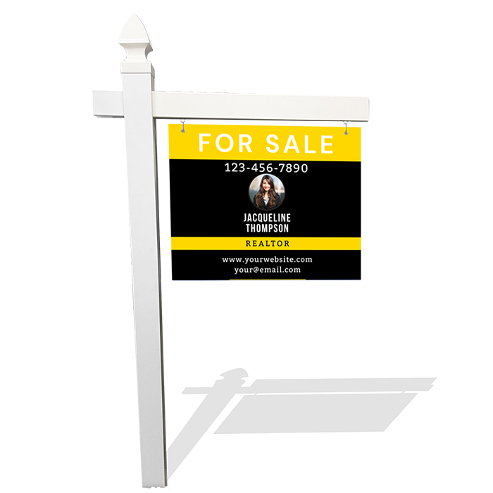 High-Visibility Yellow & Black Real Estate Sign – Customizable, Durable PVC & Aluminum Options