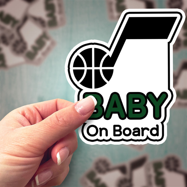 Utah Jazz ‘Baby on Board’ Sticker – Classic NBA Car Decal