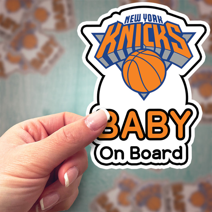 New York Knicks ‘Baby on Board’ Sticker – NBA Fan Car Decal
