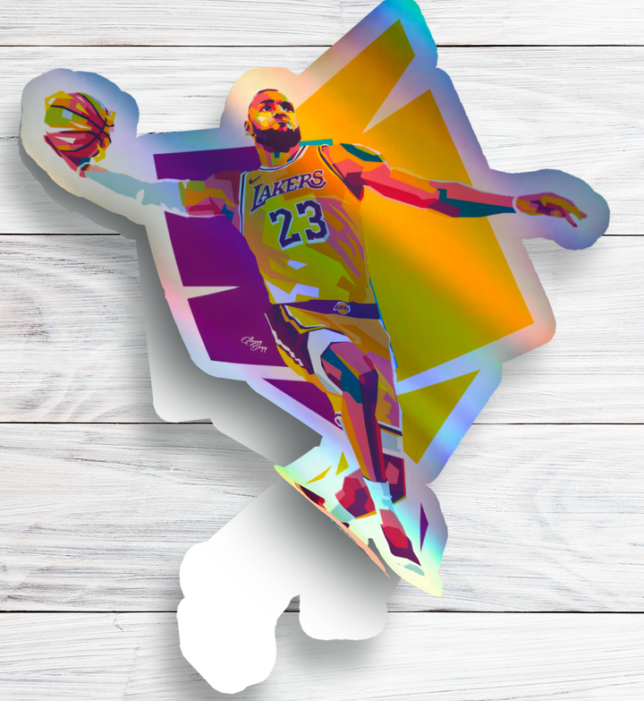 LeBron James Holographic/Glossy Sticker: Show Your Support for the King of the Court! LeBron James Sticker - Rozovy